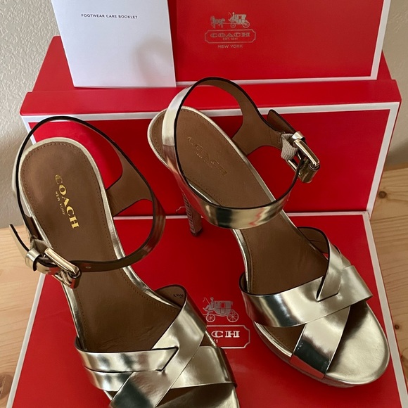 COACH Dani Metallic Platinum Mirror Heels (like new) - Picture 13 of 16
